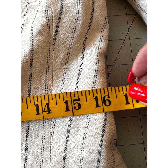 Lauren Ralph Lauren Cream Linen Pinstripe Blazer Jacket Womens Size 4 - Picture 9 of 14